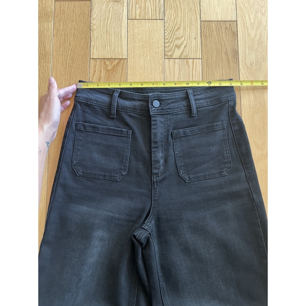 Oat New York Wide Leg Raw Hem High Rise Washed Black Patch Pocket Womens 6/28 - Picture 5 of 11